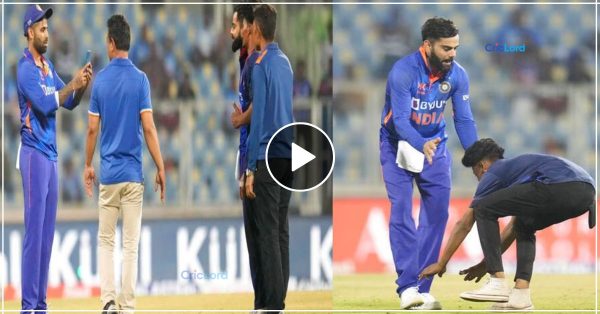 IND vs SL: लाइव मैच के दौरान कोहली से मिलने स्टेडियम में घुस आया जबरा फैन, पैर में गिर ऐसे किया नमन, सूर्या ने खींची…